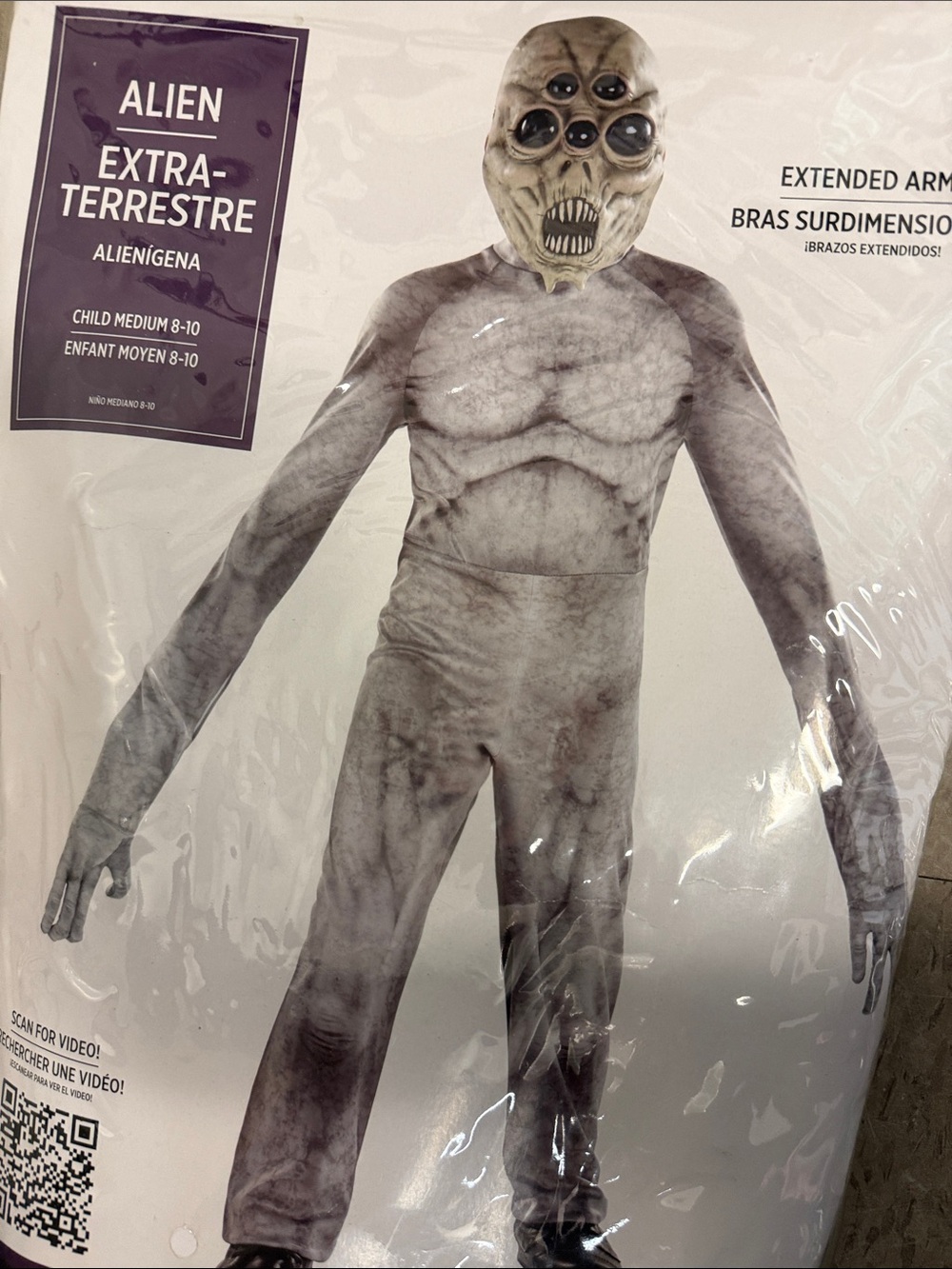 Amscan Alien Costume - Gray Bodysuit with Multi-Eyed Mask